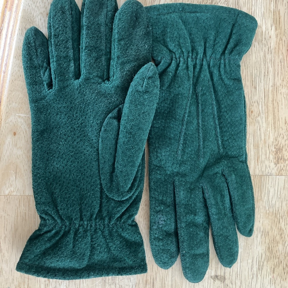 Women's Fownes‎ vintage suede Gloves, Forest Green Size Medium